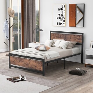 Mid-Century Full Bed: Metal Frame, Wood Head/Footboard - Bed Bath ...