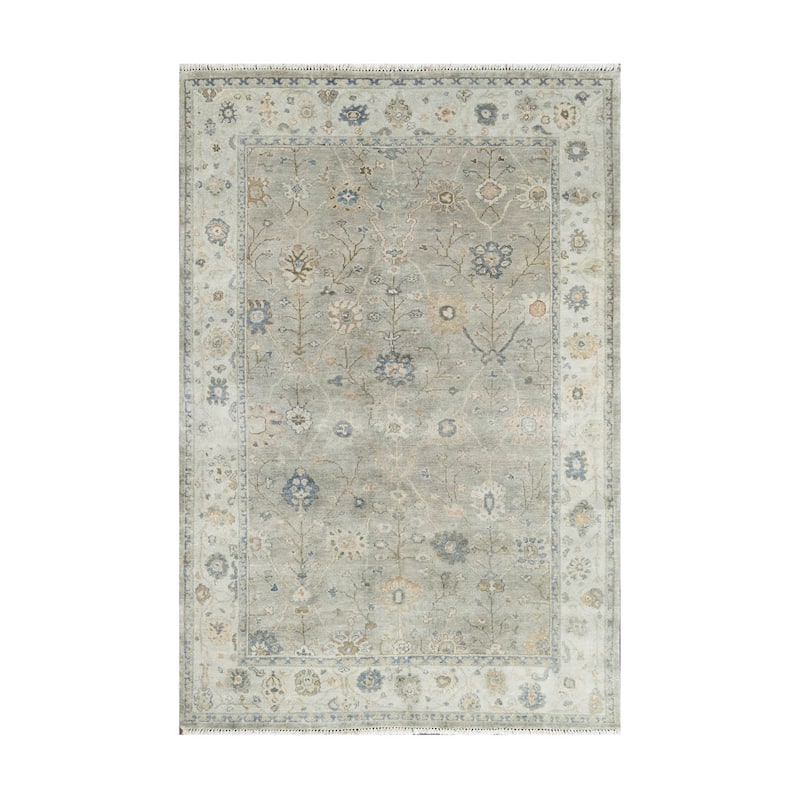 LoomBloom Multi Size Gray Hand Knotted Wool Oushak Rug