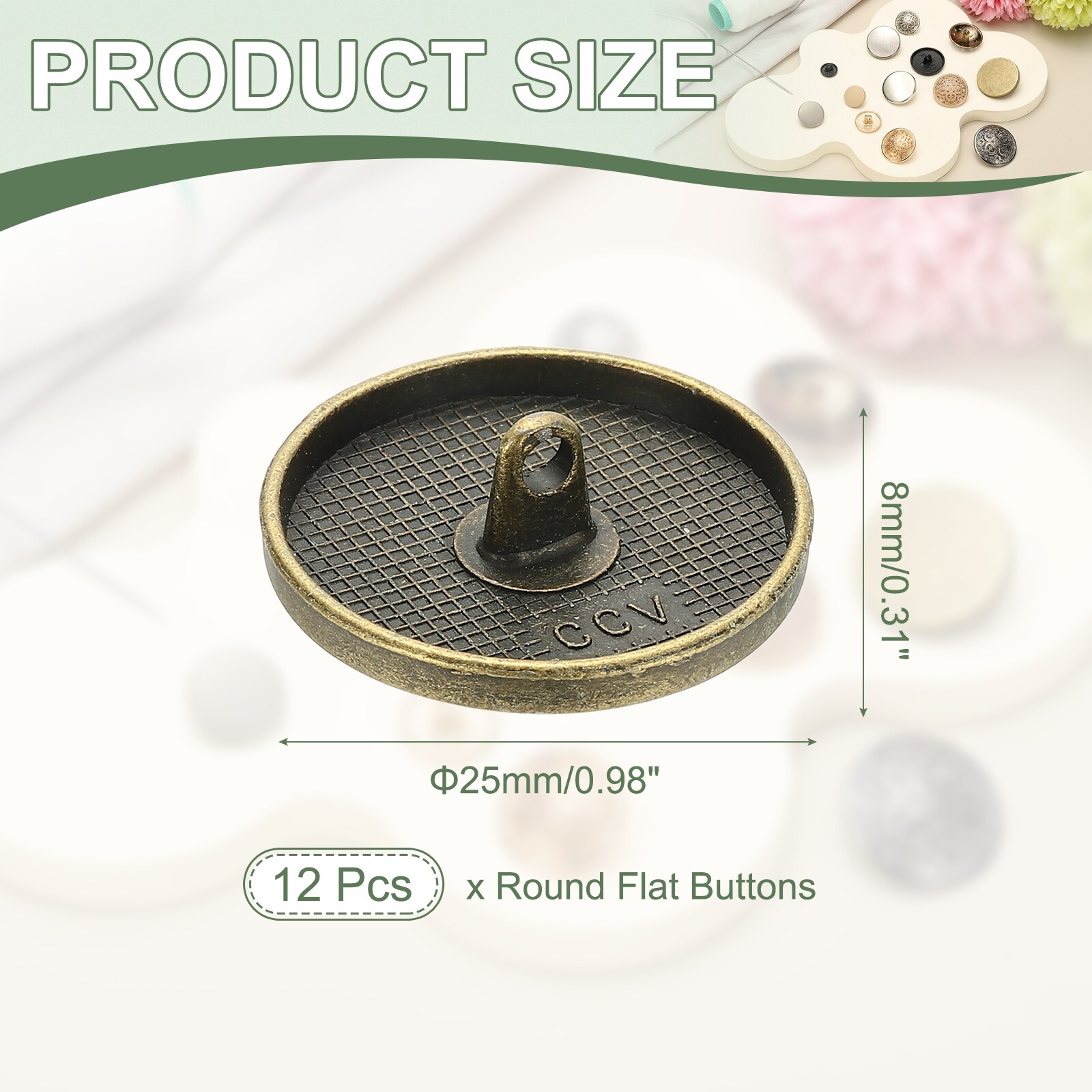 Metal Round Flat Buttons, Alloy Shank Round Shaped Sewing Buttons - Fitting for (Men - Women - Coat)