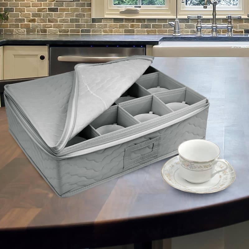 Dinnerware Storage 5-Piece Set for Protecting or Transporting Dinnerware — Service for 12 (Beige)