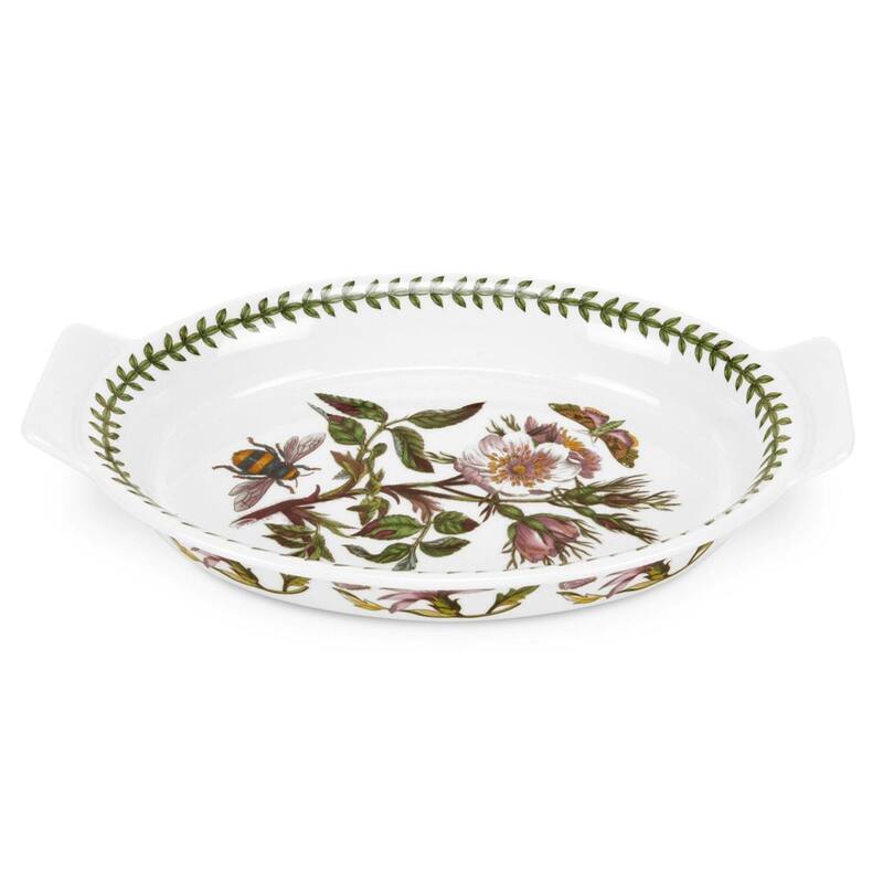 Portmeirion Botanic Garden Oval Gratin Dish - 10 in - Dog Rose Motif