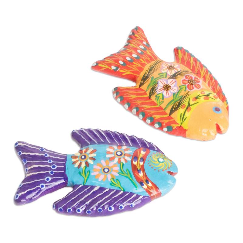 Novica Handmade Marine Festival Ceramic Magnets (Set Of 4)