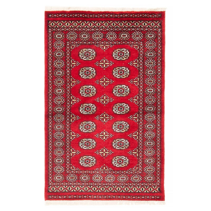 ECARPETGALLERY Hand-knotted Peshawar Bokhara Red Wool Rug - 3'1 x 4'9 - 3'1 x 4'9 - Red