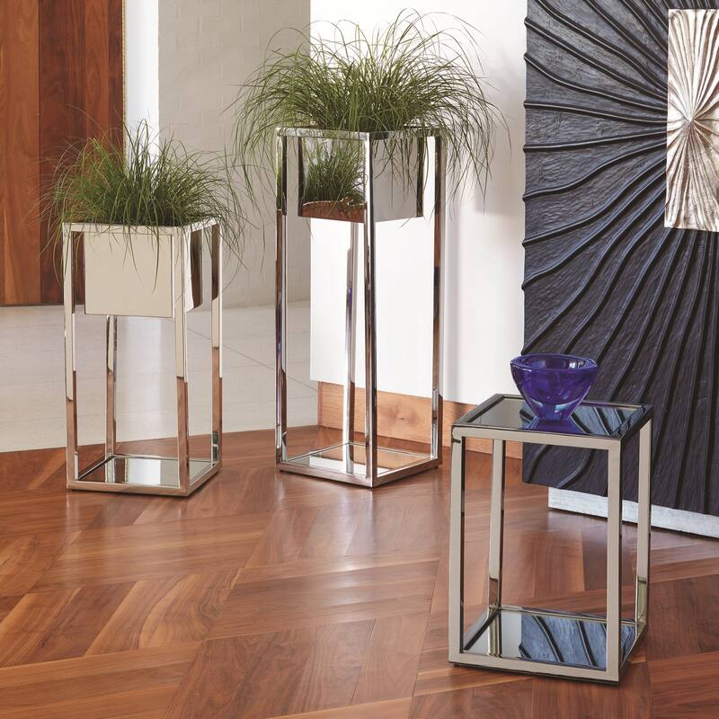 Escher Pedestal/Planter-Nickel-Sm