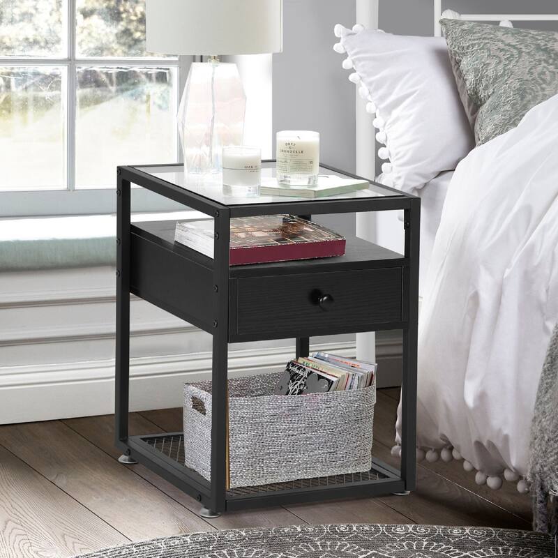 Taomika 3 Pieces Modern Coffee Table Set with Storage Shelves,Brown/Black Sets