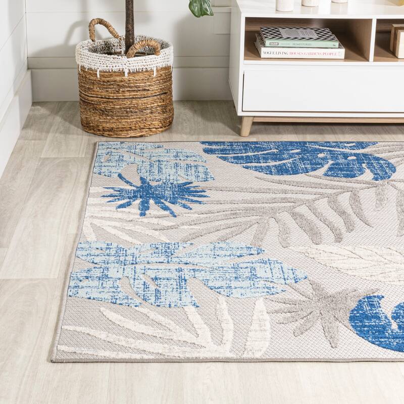 JONATHAN Y Algarve Tropical Leaf High-Low Indoor/Outdoor Area Rug