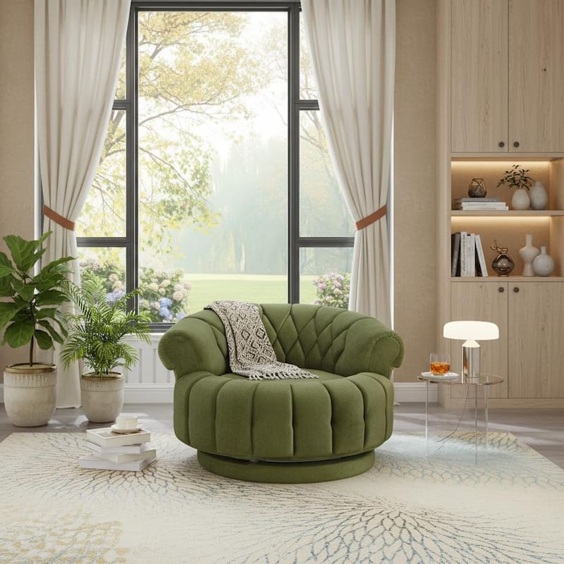 360° Swivel Barrel Accent Chair by Harper&Bright Designs - Green