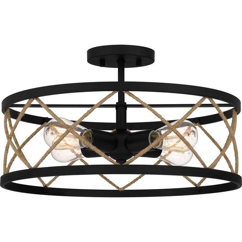 Cedar Park 4-Light Matte Black Semi-Flush Mount - Matte Black