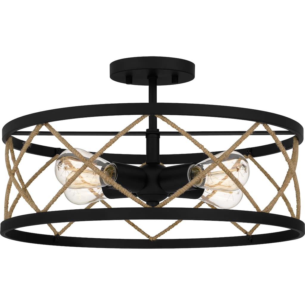 Cedar Park 4-Light Matte Black Semi-Flush Mount - Matte Black