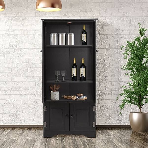 Costway Accent Storage Cabinet Adjule Shelves Antique 2 Costway Accent Storage Cabinet