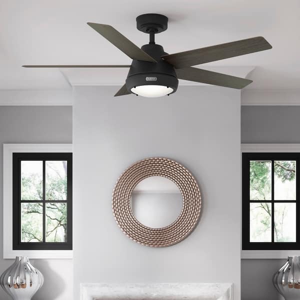 slide 2 of 16, Hunter 52" Burroughs Ceiling Fan w/ LED Light Kit, Handheld Remote - Transitional, Industrial Matte Black