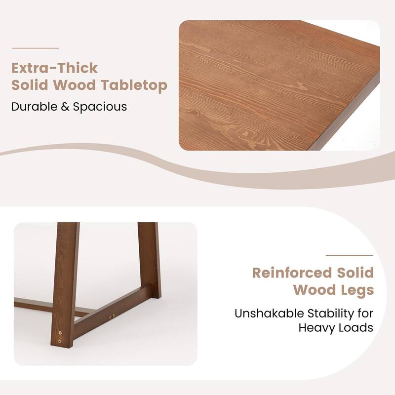 EROMMY Modern Dining Set - 72" Solid Wood Table & 4 Upholstered Chairs