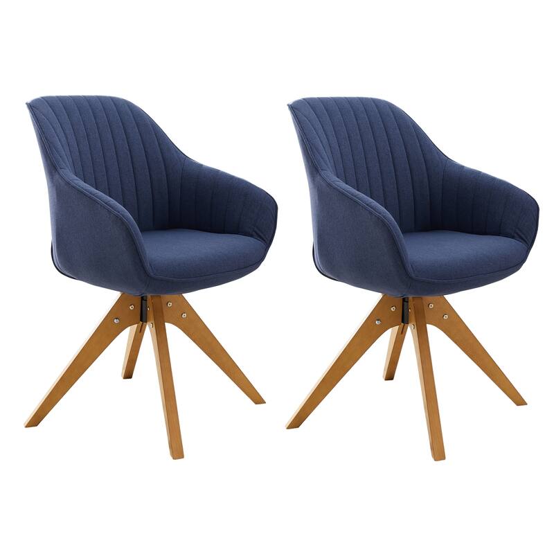 Art Leon Set of 2 Midcentury Swivel Dining Chairs with Wood Legs On