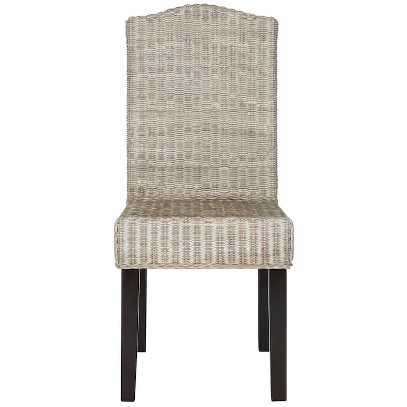 SAFAVIEH Margreet Grey Wicker Dining Chair (Set of 2) - 17.3" x 22" x 38.5" - 17"Wx22"Dx39"H