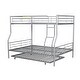 preview thumbnail 7 of 46, Industrial Minimalist Full XL Over Queen Metal Bunk Bed with Trundle,Save Space or Split Into 2 Beds