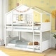 preview thumbnail 1 of 8, Costway Twin Over Twin Bunk Bed for Kids with Roof Lockable Window - See Details White - See Details