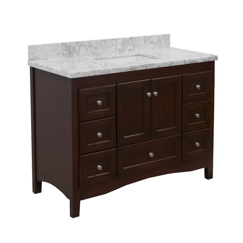 KitchenBathCollection Abbey 48" Bathroom Vanity with Carrara Marble Top