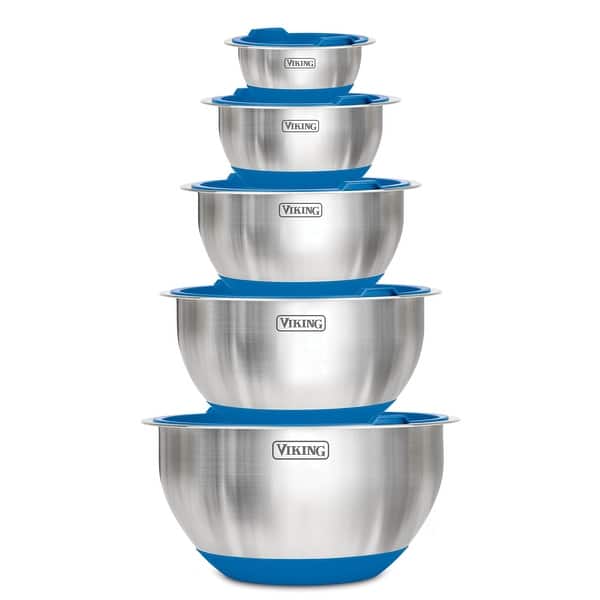 Viking 10pc Stainless Steel Mixing Bowl Set - Blue