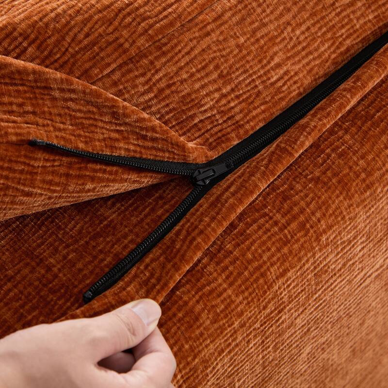 Modern 3-Seater Fully Compressible Modular Sofa, Armless Lounge Sofa with Removable Cover, Upholstered Couch for Living Room