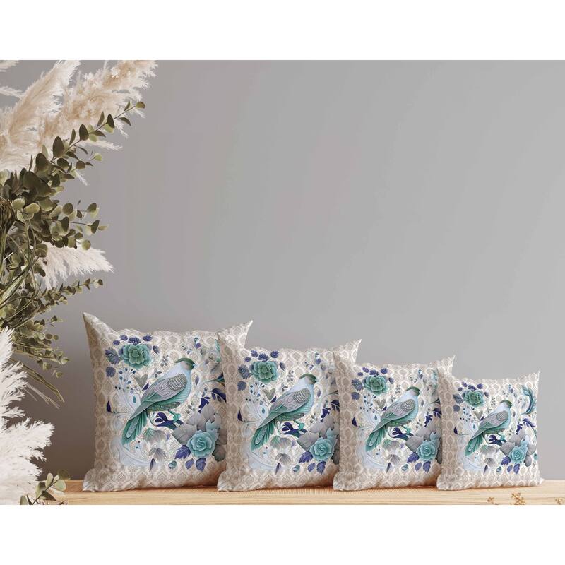 Songbird Rose Radiance Faux Suede Reversible Throw Pillow Cream and Green