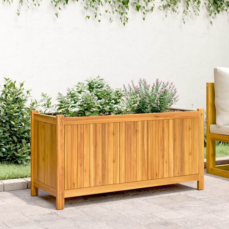 vidaXL Garden Planter with Liner Outdoor Flower Pot Box Solid Wood Acacia