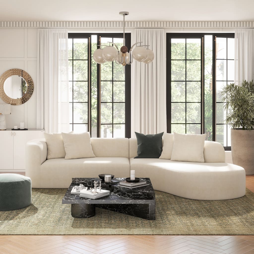 Mallory 134.5" Sofa-in-a-Box RAF Curved Sectional Sofa