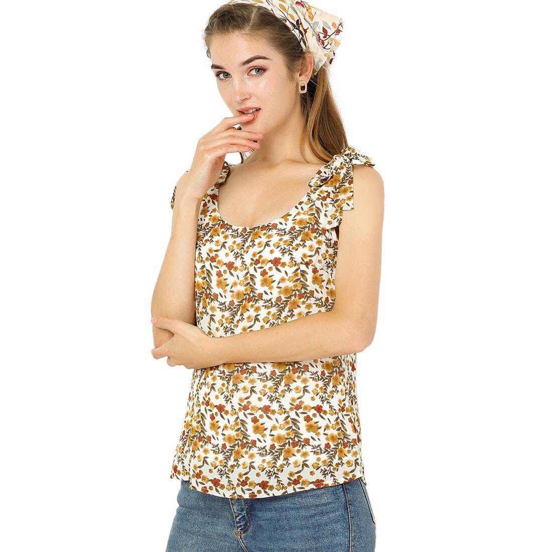 Shop Allegra K Women S U Neck Floral Print Casual Chiffon Blouse