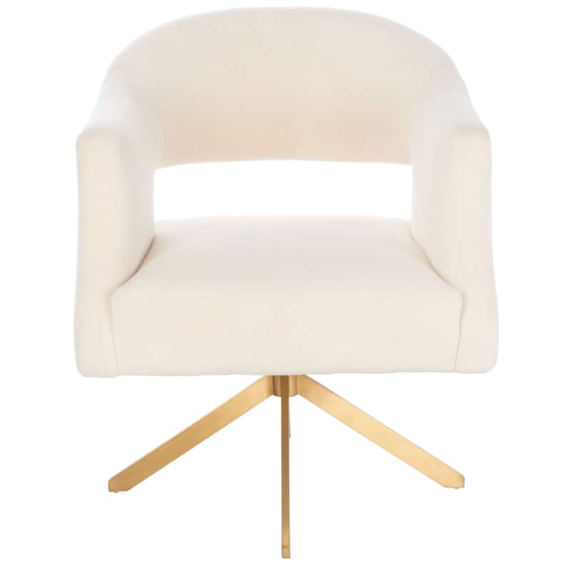 SAFAVIEH Couture Sanni Swivel Accent Chair - 27Wx29Dx33H - Ivory/Gold