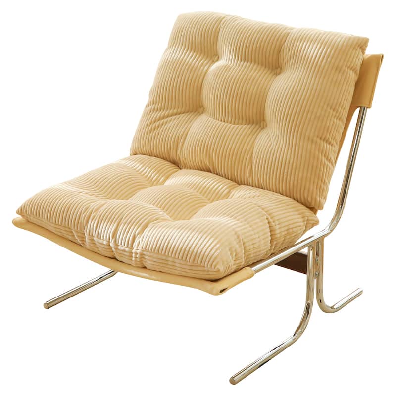 Modern Upholstered Accent Chair with Chrome Metal Frame for Living Room & Office