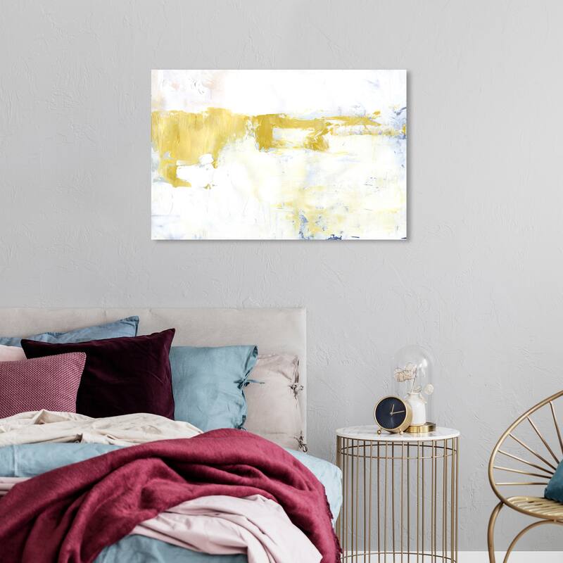 Wynwood Studio Canvas Abstract The Key White and Metallic Gold Modern & Contemporary Wall Art Canvas Print - 24 x 36