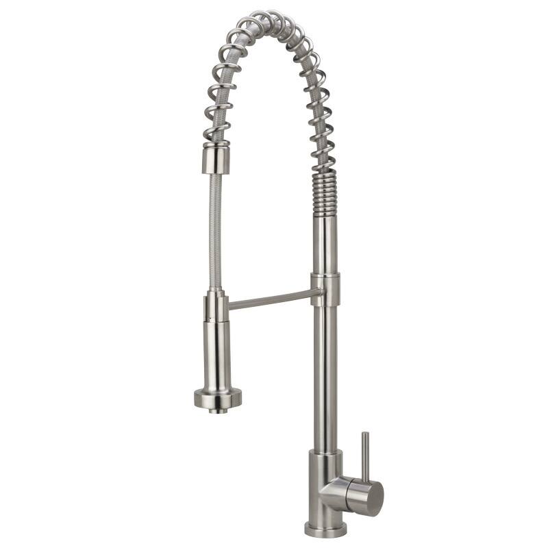 Build Essentials 1.8 GPM Pre-Rinse Kitchen Faucet - Solid T304 - Brushed Stainless