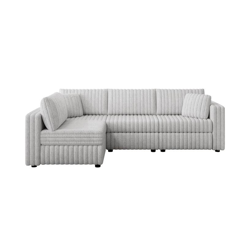 106.3" Soft L-shaped 4-Person Modular Sofa, Light Gray, Metal Frame