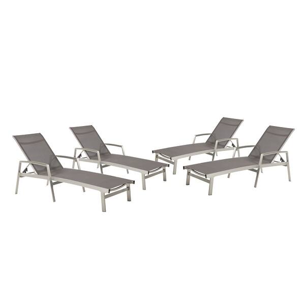 Oxton Outdoor Aluminum Chaise Lounge (Set of 4) by Christopher Knight