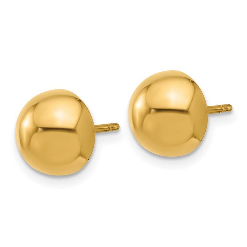 Curata 14k Yellow Gold 10mm Domed Round Button Post Earrings