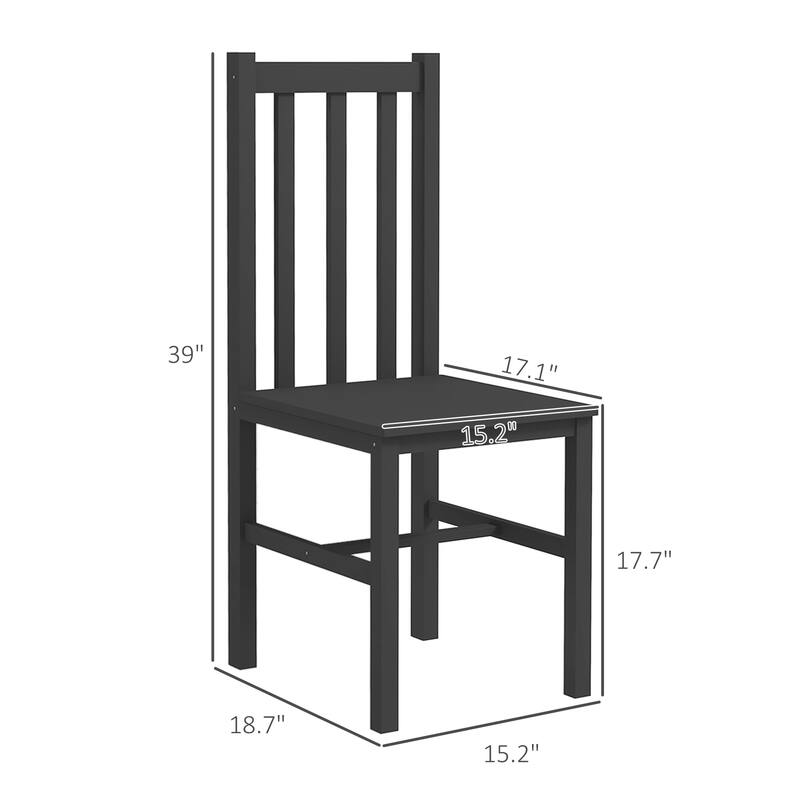Farmhouse Solid Wood Armless 4 Piece Kitchen Dining Chairs with Slatted Backs for Dining Room Kitchen Living Room Bedroom
