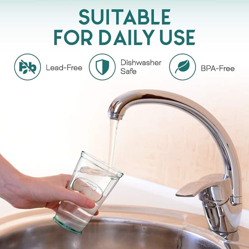 Amici Home Set of 4 Water Tap Collection Drinking Glassees - 16 oz