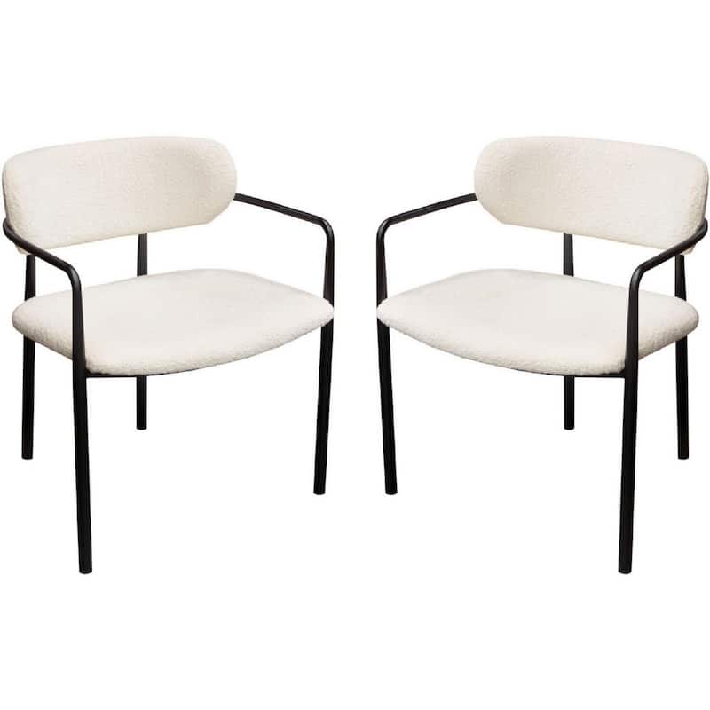 Black/Ivory Fabric Upholstered Metal Frame Dining Chair, Set of 2, Sturdy Dining Chair for Dining Rooms - 24.6
