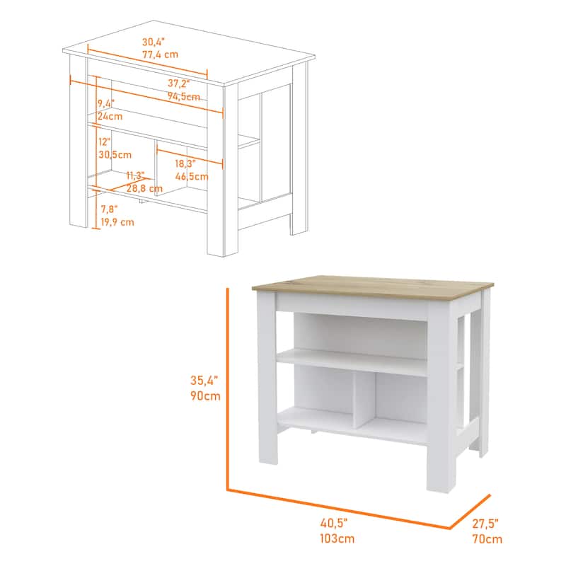 TUHOME Phoenix 2-Piece Kitchen Set with Kitchen Island and Utility Sink Cabinet - N/A