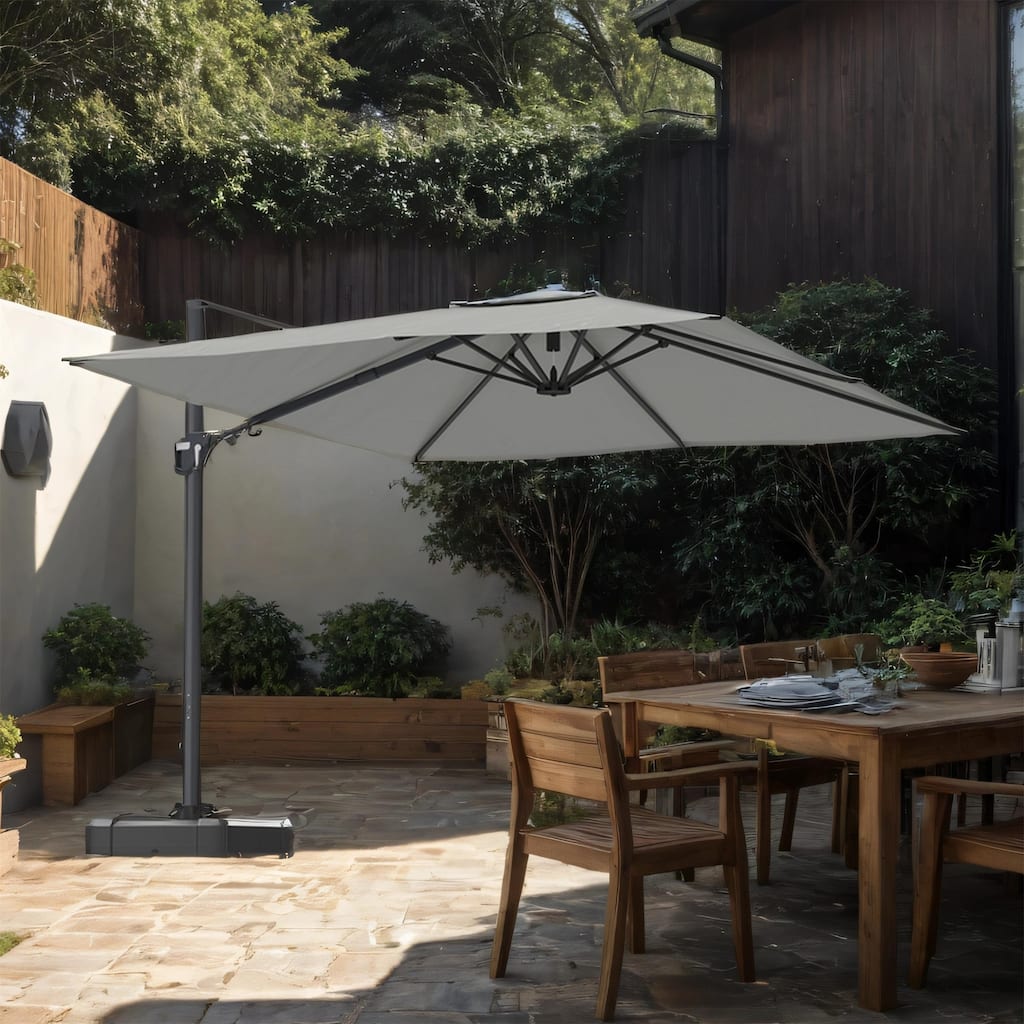 11FT Square Cantilever Aluminum Patio Umbrella, without Umbrella Base