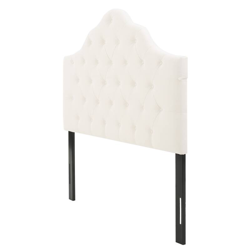 Tufted Upholstered Headboard Queen Size, Solid Wood Head Board with Durable Metal Legs