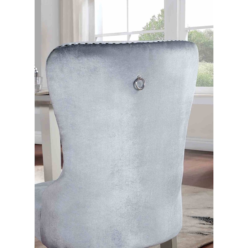 Glam Silver Finish Wingback Chairs Set