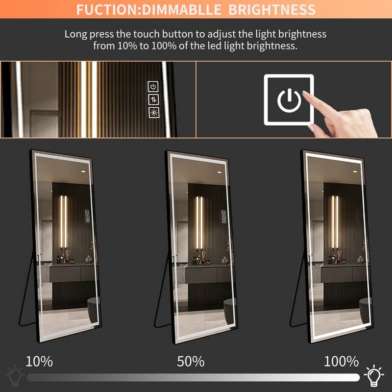 Standing Full Length Mirror with LED Lights and Dimming