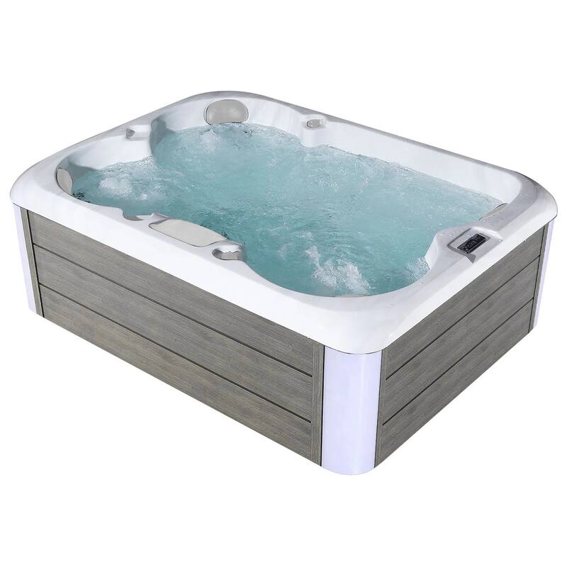 4-Person 20-Jet Premium Acrylic Rectangle Outdoor SPA Hot Tub with Bluetooth Speaker - Two-step Ladder - PU Cover
