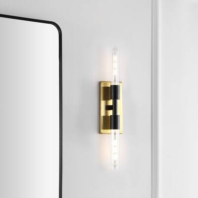 SAFAVIEH Lighting xaviere Modern 2-Light 25-inch Wall Sconce (LED Bulbs Included) - 4.8 In. W x 3.5 In. D x 24.5 In. H