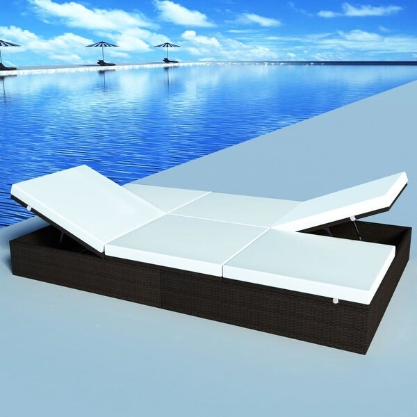 vidaXL Double Sun Lounger with Cushion Poly Rattan - 76" x 47" x 12"