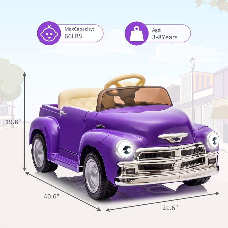 12V Ride On Car for Kids Ages 3-5, Licensed Chevrolet Kids Electric Cars