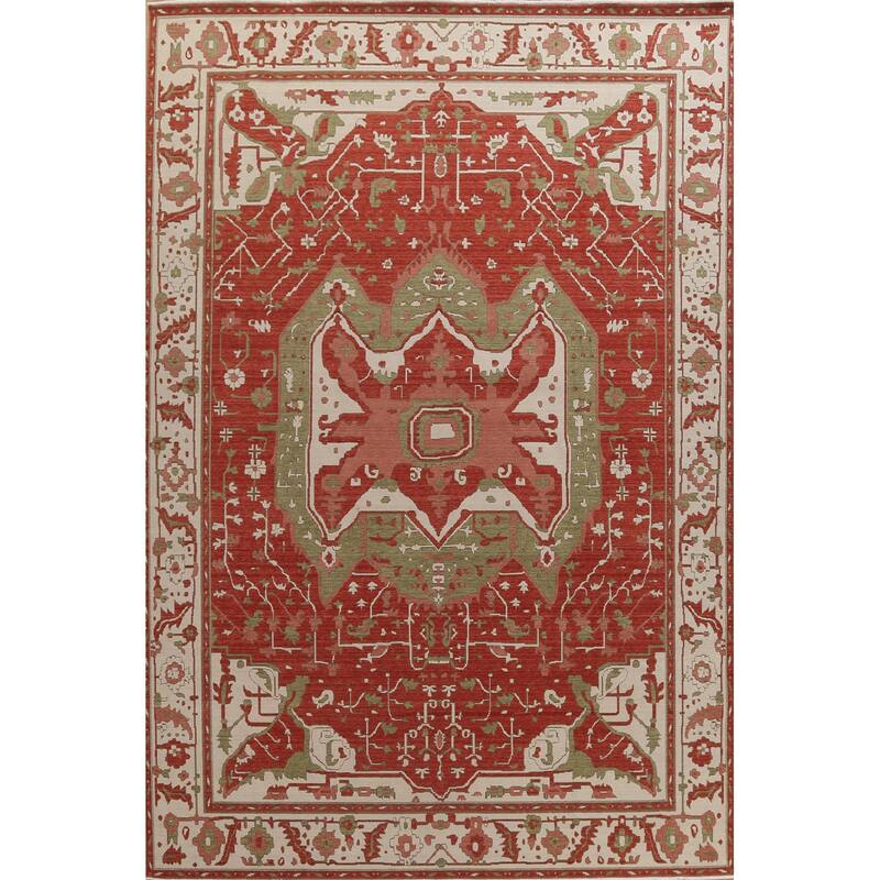 Red Heriz Serapi Turkish Oriental Area Rug Hand-knotted Wool Carpet - 9'9" x 13'0"