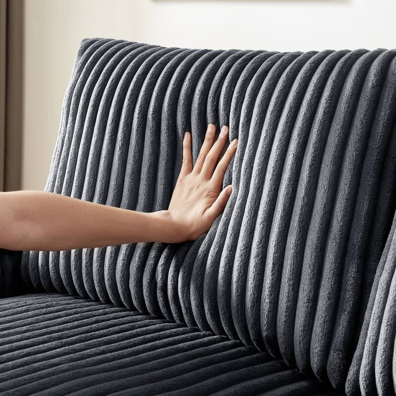 71" Sofa Plush Corduroy Square Storage Armrest USB port