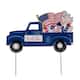 Glitzhome Metal Festival Truck Yard Stake Garden Stake or Wall Decor - Blue Patriotic