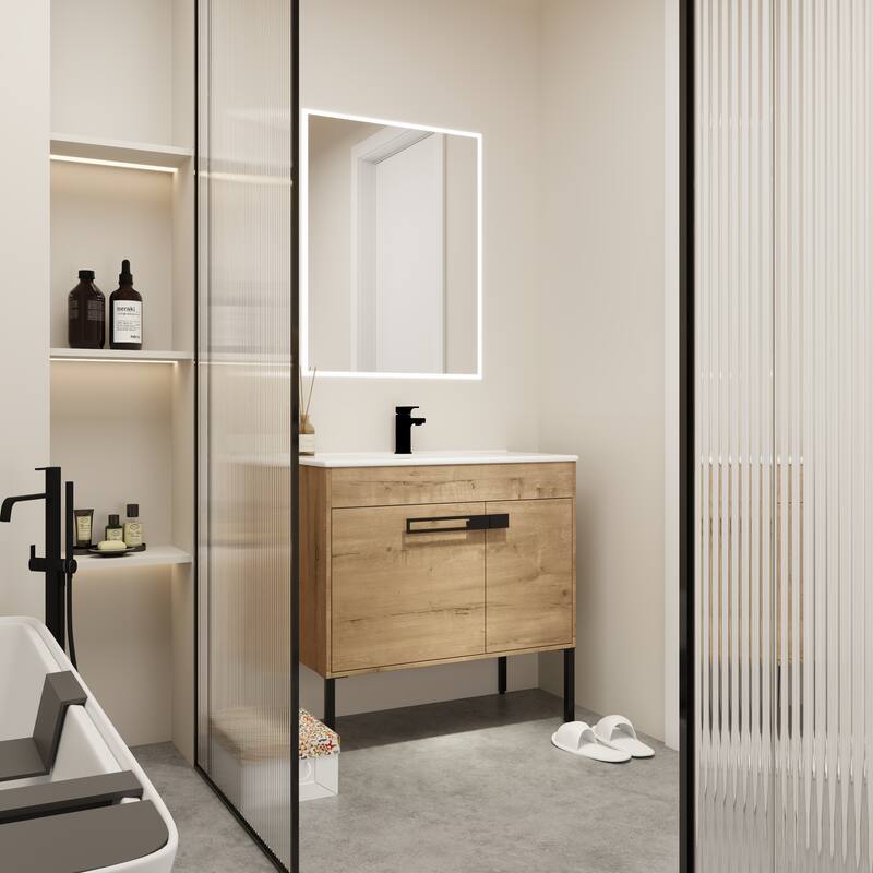 36 Inch Bathroom Vanity With Sink,Freestanding Bathroom Vanity or Floating is Optional Conversion 36*18-(KD-Packing)